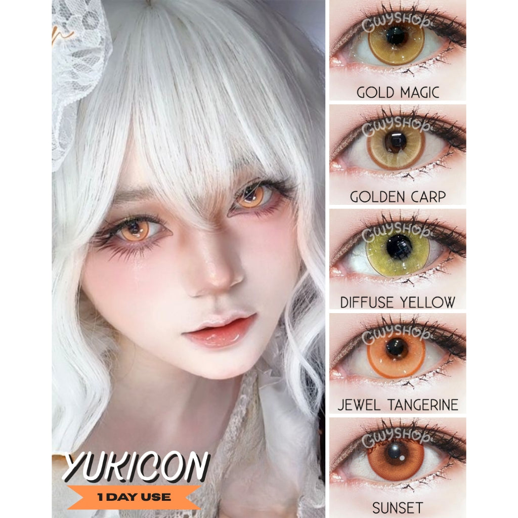 YUKICON Yellow Gold Brown Orange - 1 Day Use Lens Cosplay Vibrant Contact Lens