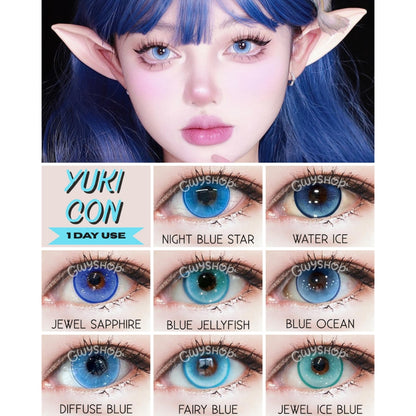YUKICON Bue Aqua Cyan - 1 Day Use Lens Cosplay Vibrant Contact Lens